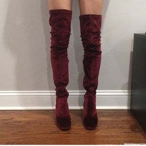 Over the knee velvet boots by Jeffery Campbell